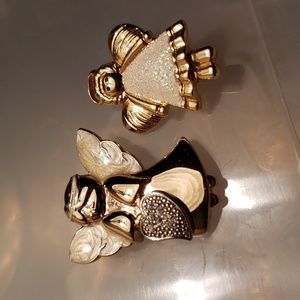 Angel brooches two gold tone mixed metal